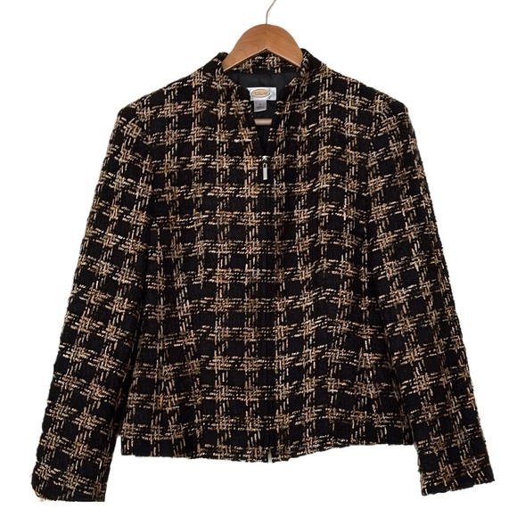 Talbots Jackets & Blazers - Talbots Vintage Black and Tan Plaid Blazer